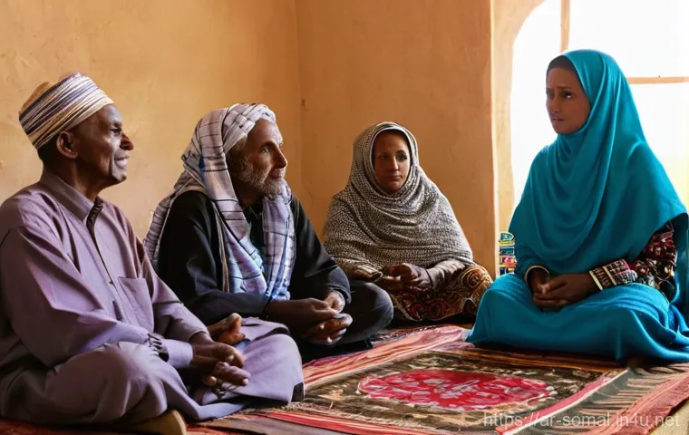 소말릴란드 전통적인 가족 구조 - **Prompt:** A heartwarming scene of a multi-generational Somali extended family gathered in a bright...