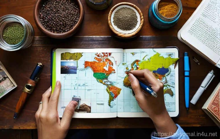 소말릴란드 여행 후 사후 관리 - **Image Prompt: Reflecting on Journeys Past**
    A solo female traveler, in her late 20s to early 3...