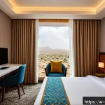 소말릴란드 가성비 호텔 추천 - A modern budget hotel room in Hargeisa designed for business travelers, featuring a clean, minimalis...