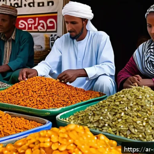 소말릴란드로 수출 가능한 상품 - A vibrant market scene in Somaliland featuring fresh agricultural products prominently displayed: co...