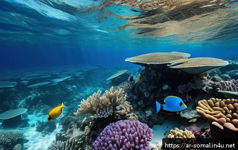 소말릴란드의 해양 생태계 - A vibrant underwater scene along the Somaliland coast featuring a diverse coral reef ecosystem teemi...