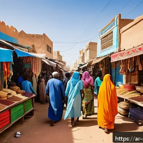 하르게이사 시장 탐방 - A bustling traditional market scene in Hargeisa during daylight, showcasing a vibrant mix of Somali ...
